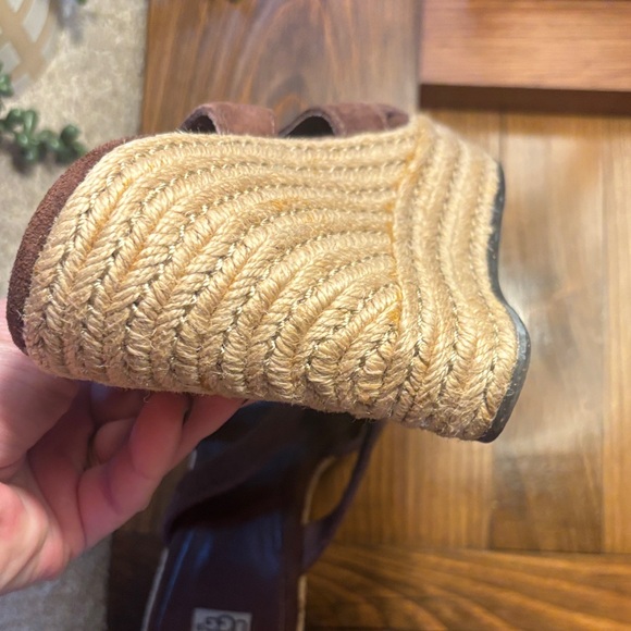 UGG Women's Chocolate Suede Wedges - Picture 15 of 16